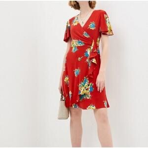 Lauren Ralph Lauren Black Label Women Dress Floral Gladys Ruffled 2 Tropical